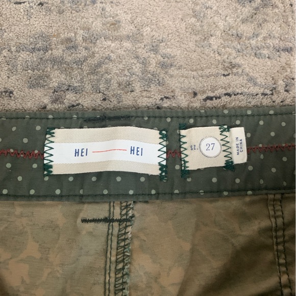 Anthropologie Hei Hei Pants Size 27 Green Floral Camo Sylvan Moto Roll Up - Picture 5 of 7